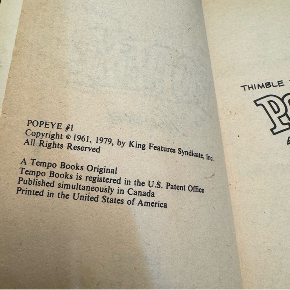 Thimble Theatre Popeye Grosset & Dunlap Tempo Books Comic Bud Sagendorf 1979 - Picture 7 of 16